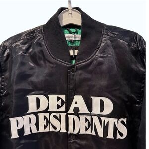Headgear Classics Dead Presidents Satin Bomber Jacket Mens Size S Black 1995